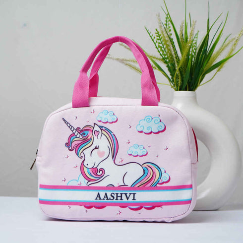 Personalised Unicorn Printed Kids Lunch Bag & Luggage Tag Combo